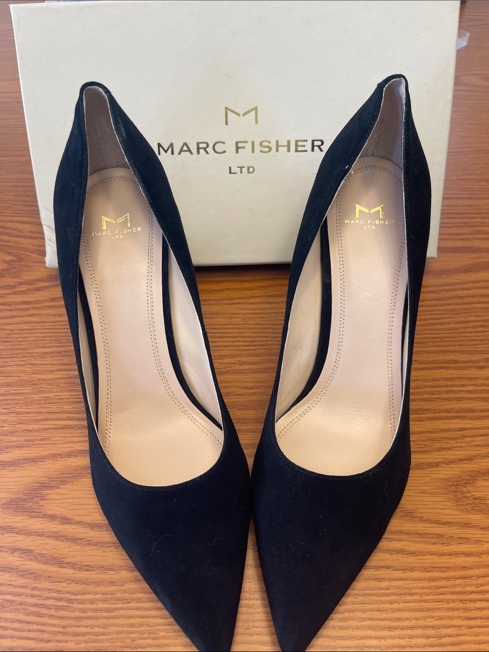 NEW- Marc Fisher Black Suede Jenny Pointed Pumps Size10 #20